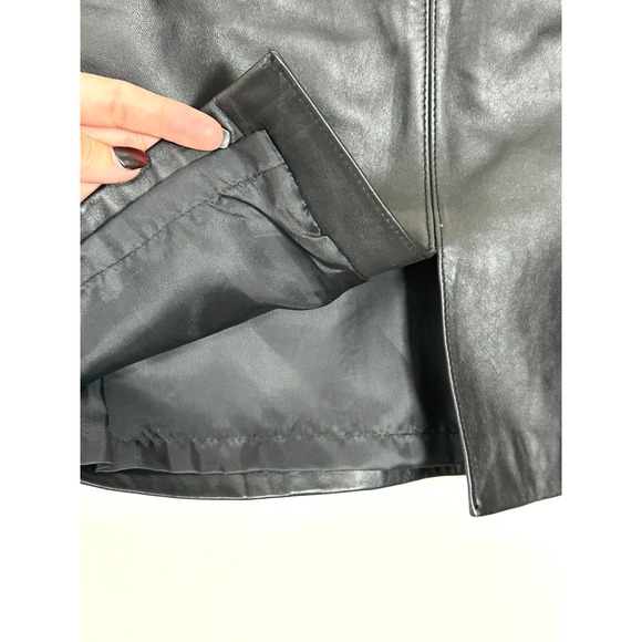 Vintage 90s Lambskin Leather skirt womens 4 black Above Knee preppy croft barrow - Picture 6 of 9